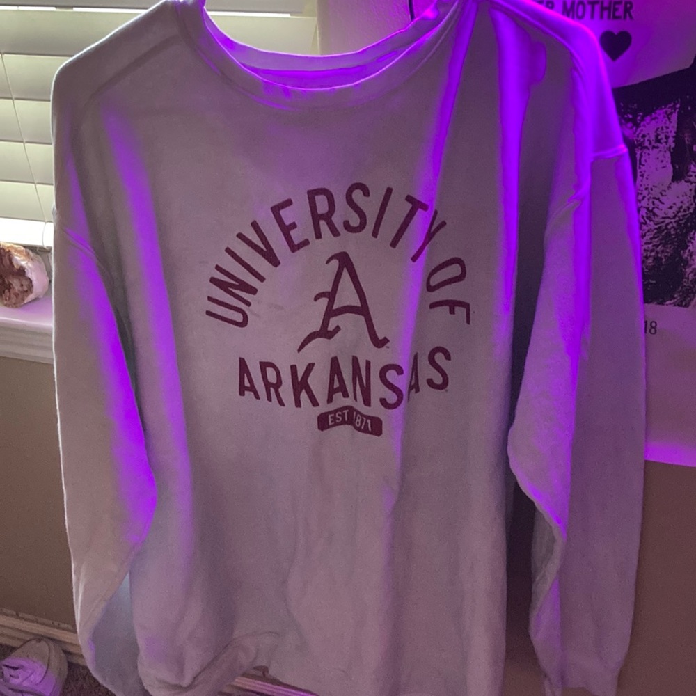 white U of A crweneck